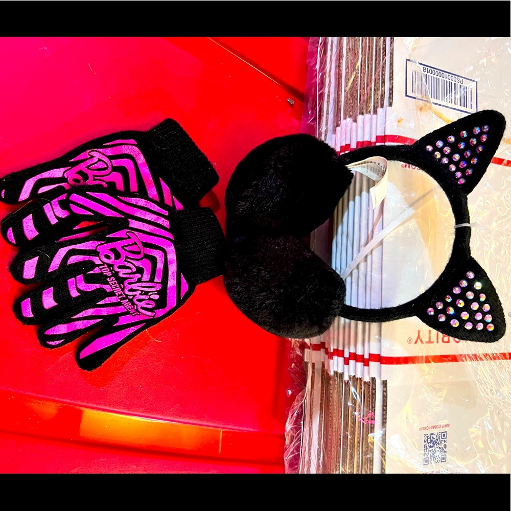 Kitty Earmuffs & Barbie Gloves